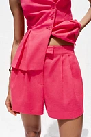 LINEN PLEATED SHORTS