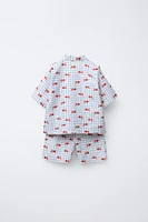9-18 MOIS/ ENSEMBLE IMPRIMÉ GOLDEN FISH KIMONO ET BERMUDA