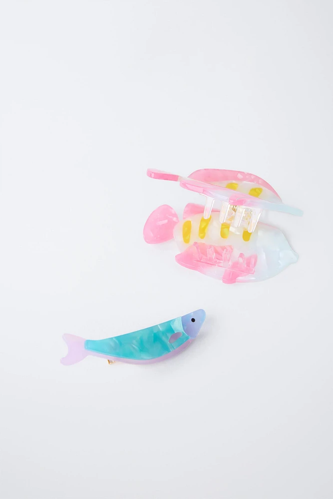 PACK OF TWO FISH HAIR CLIPS