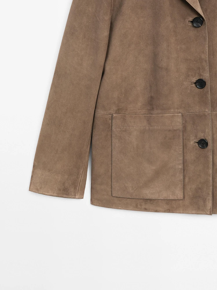 Blazer fluide en cuir finition daim
