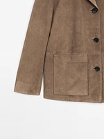 Blazer fluide en cuir finition daim