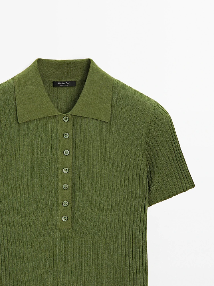 Pull polo en maille de coton