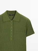 Pull polo en maille de coton