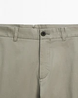 Slim fit comfort cotton blend trousers