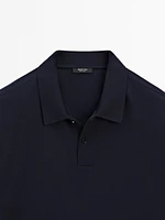 Slim fit micro textured cotton polo shirt