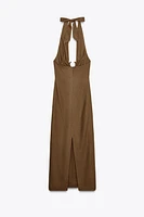 LINEN BUCKLE MIDI DRESS