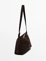 Split suede leather crossbody bag