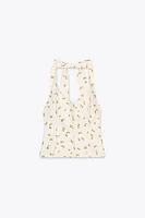 LEMON PRINT TIE HALTER TOP