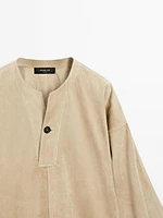 Blouse large en cuir finition daim