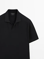 Polo manches courtes en maille texturée