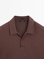 Polo slim en coton mélangé