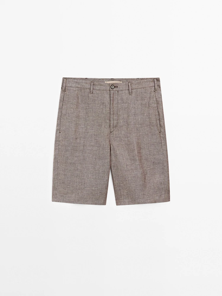 100% linen Bermuda shorts