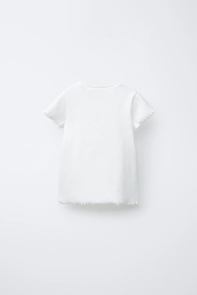 T-SHIRT CÔTELÉ BRODÉ