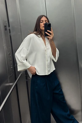 WIDE SLEEVE CREPE SHIRT