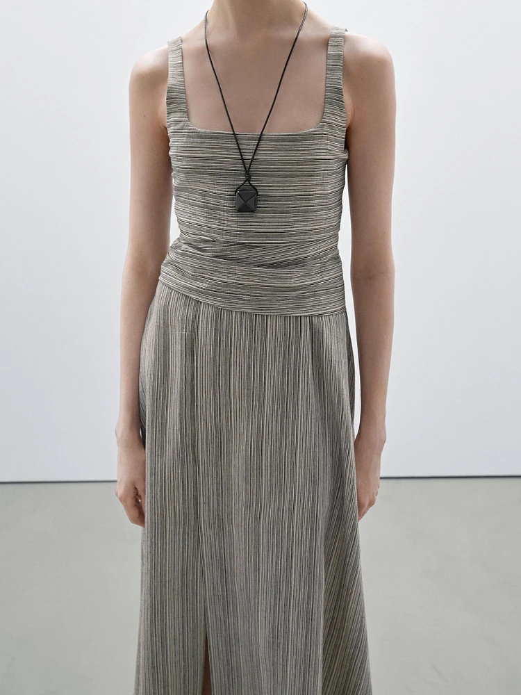 Robe midi ample à rayures