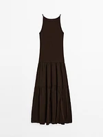 Long strappy cotton blend dress