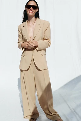 WIDE LEG LINEN PANTS WITH DARTS