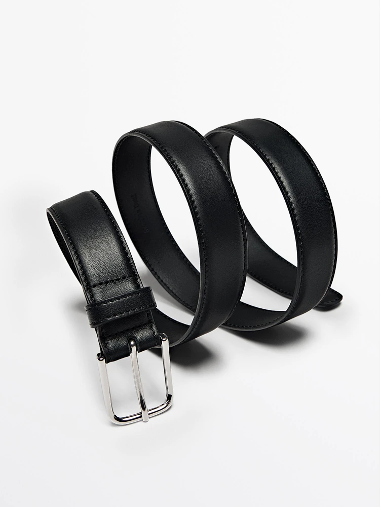 Nappa leather belt with topstitching detail