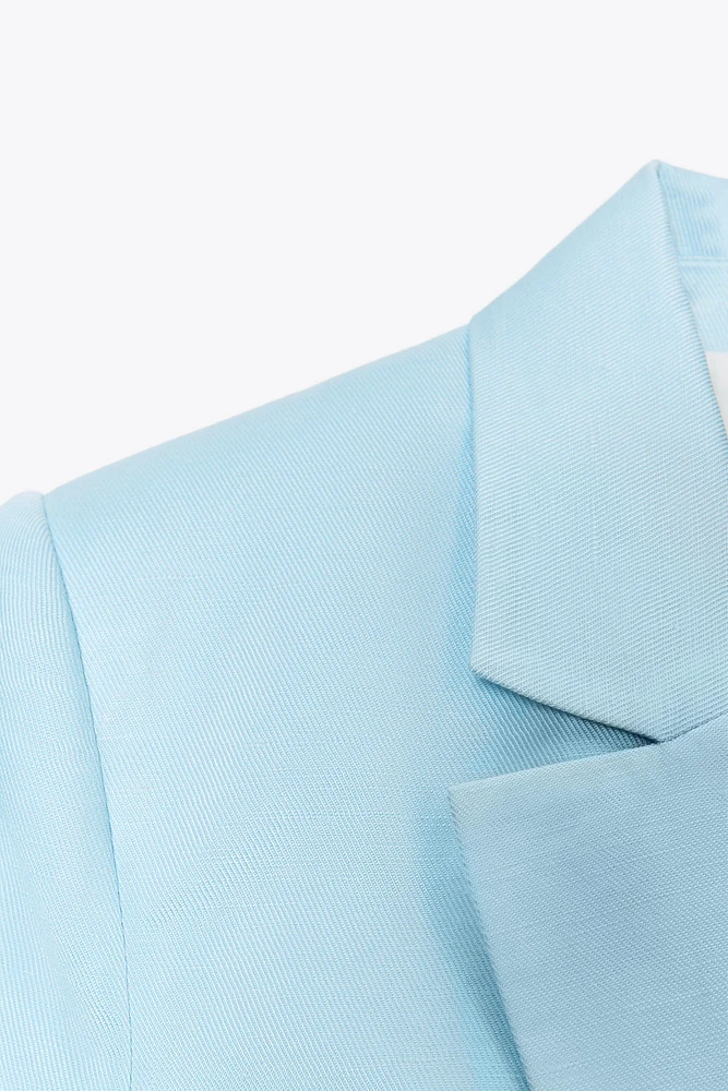 FITTED SHORT SLEEVE LINEN BLAZER