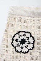 EMBROIDERED FLORAL CROCHET SKIRT