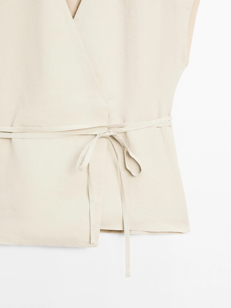 100% linen crossover waistcoat