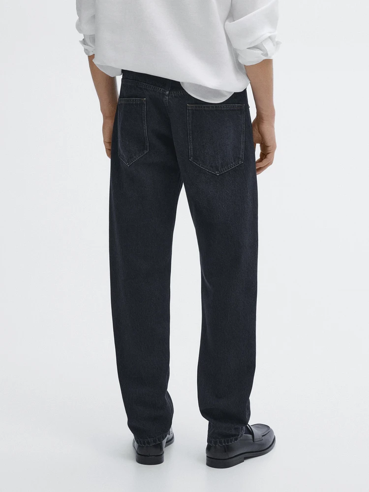 Regular fit overdyed cotton jeans