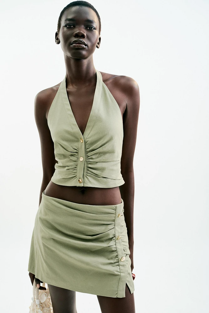JUPE-CULOTTE À PLIS EN LIN