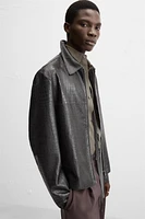 EMBOSSED LEATHER OVERSHIRT