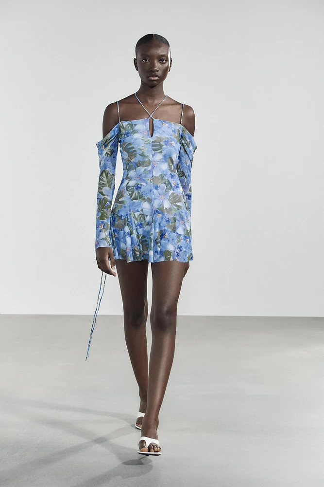 PRINTED TULLE DRESS