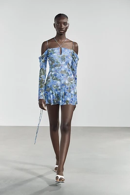 PRINTED TULLE DRESS