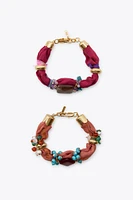 LOT DE 2 BRACELETS EN TISSU AVEC FANTAISIE