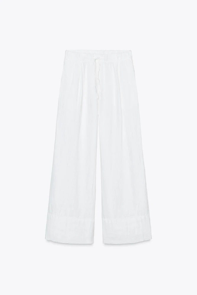 100% LINEN PALAZZO PANTS ZW COLLECTION