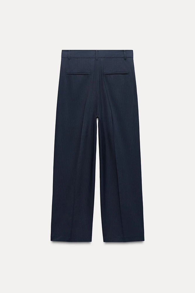 PINSTRIPE PLEATED PANTS