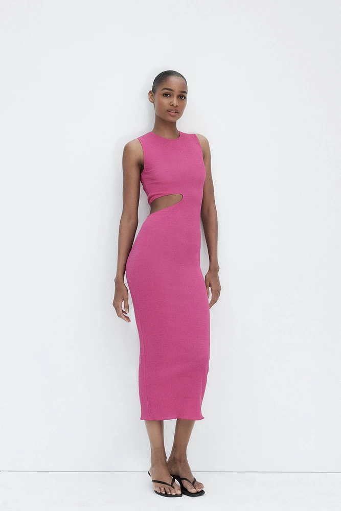 LONG TEXTURED CUT OUT DRESS