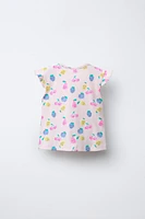 T-SHIRT CÔTELÉ IMPRIMÉ NŒUD