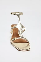 METALLIC KITTEN HEEL SANDALS