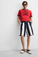 PLEATED STRIPED SHORTS