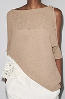 ASYMMETRICAL COMBINATION KNIT TOP