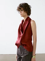 Linen crossover halter top