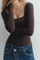 SQUARE NECK POLYAMIDE BODYSUIT