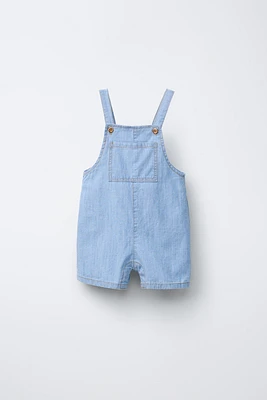 FLOWY DENIM OVERALL SHORTS