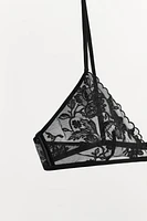 EMBROIDERED MESH TRIANGLE BRALETTE