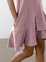 Robe courte volants 100 % lin