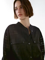 Veste bomber à carreaux en lin mélangé