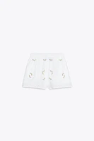 EMBROIDERED FLORAL SHORTS
