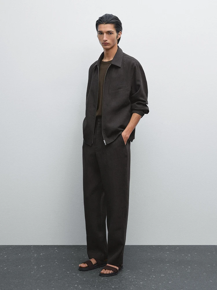 Blouson pied-de-poule 100 % lin
