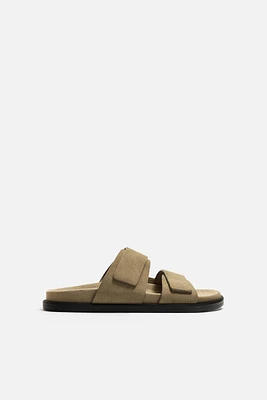 DOUBLE STRAP LEATHER SANDALS
