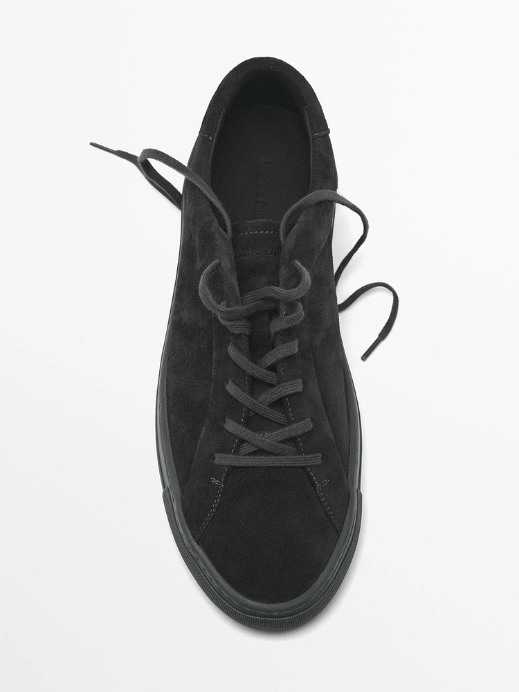 Split suede trainers