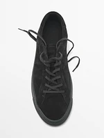 Split suede trainers