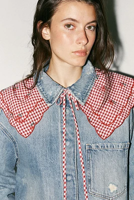 GINGHAM EMBROIDERED COLLAR
